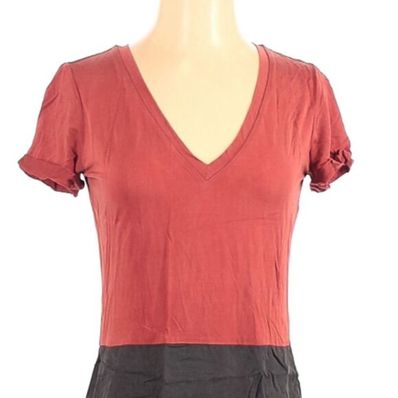 Anthropologie V Neck Colorblocked Dress Short Sleeve - Picture 3 of 10